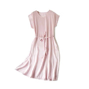 women's summer plain silk dress, view 4 - MRSLM