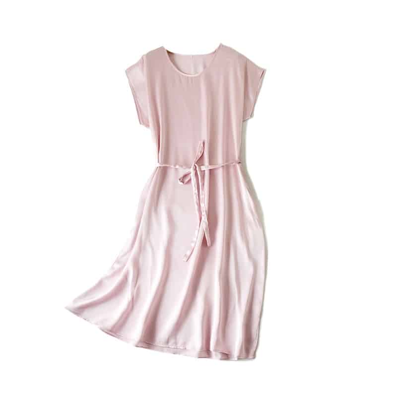 women's summer plain silk dress, view 4 - MRSLM