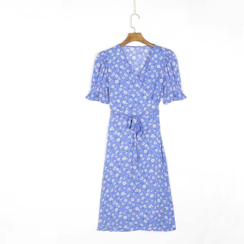 Women's casual floral belted slim dress, view 2 - MRSLM