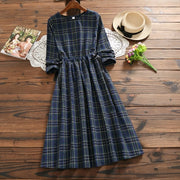plaid linen mori dress, view 3 - MRSLM