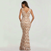 elegant long sequined dress, view 5 - MRSLM