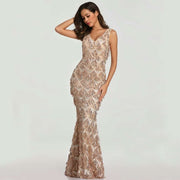 elegant long sequined dress, view 4 - MRSLM
