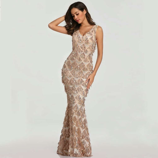 elegant long sequined dress - MRSLM