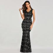 elegant long sequined dress, view 3 - MRSLM