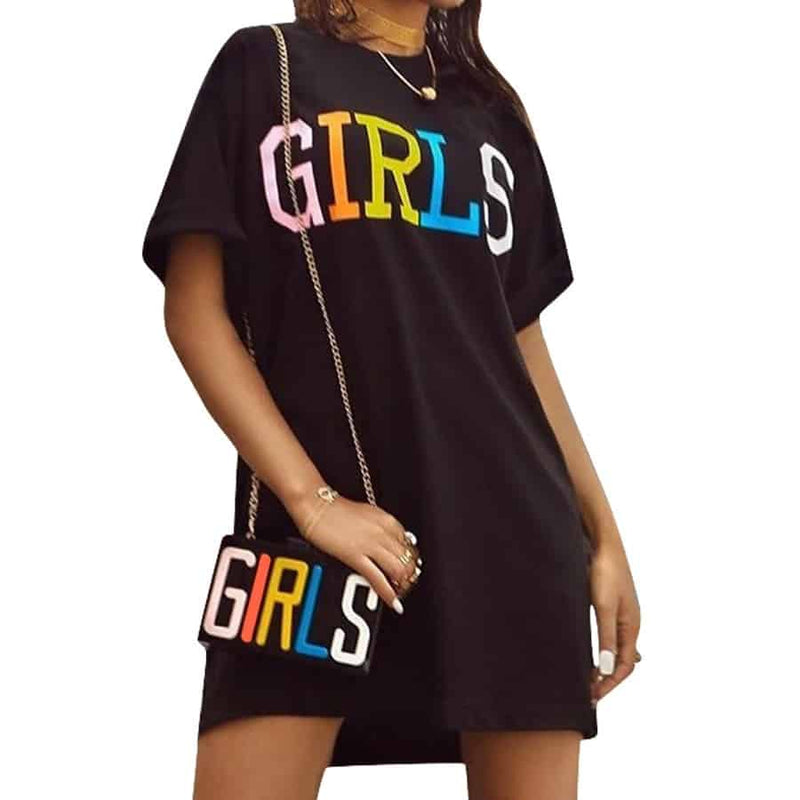 straight dress with rainbow letters print - MRSLM