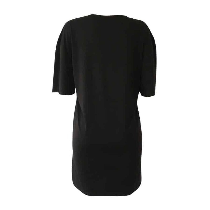 straight dress with rainbow letters print, view 7 - MRSLM