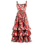Women's red roses dress, view 3 - MRSLM