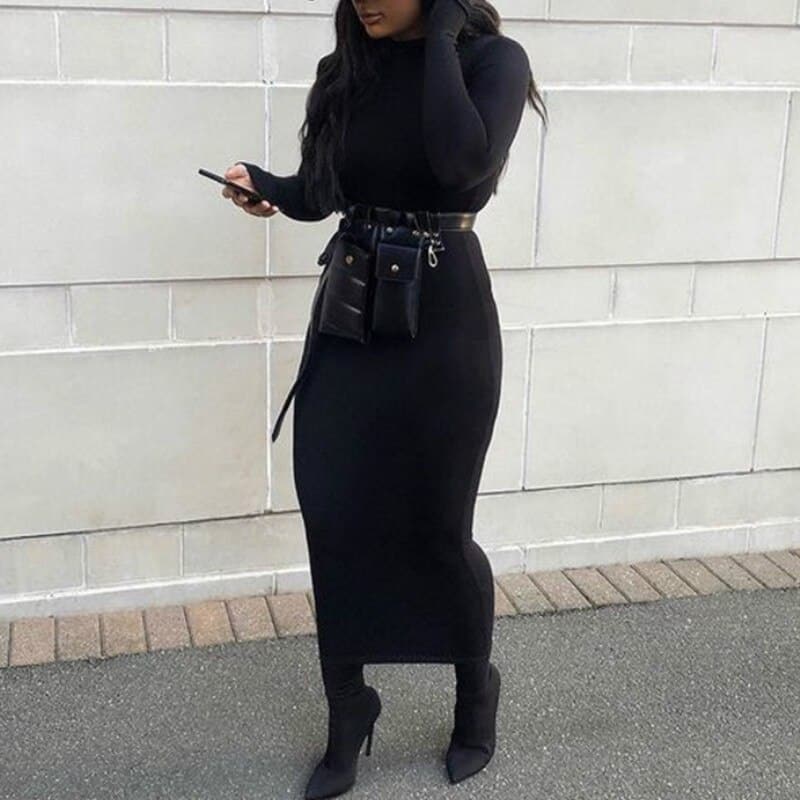 women's turtleneck maxi dress, view 13 - MRSLM