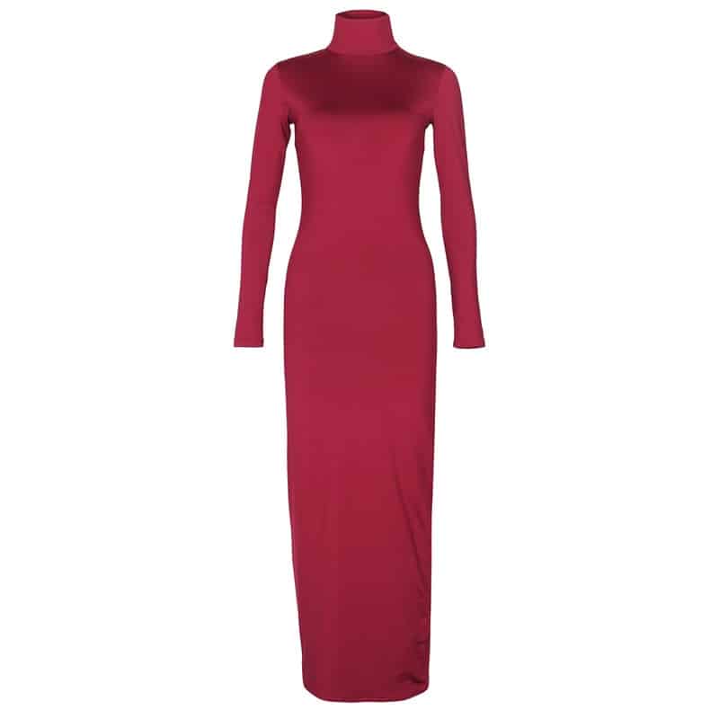 women's turtleneck maxi dress, view 8 - MRSLM
