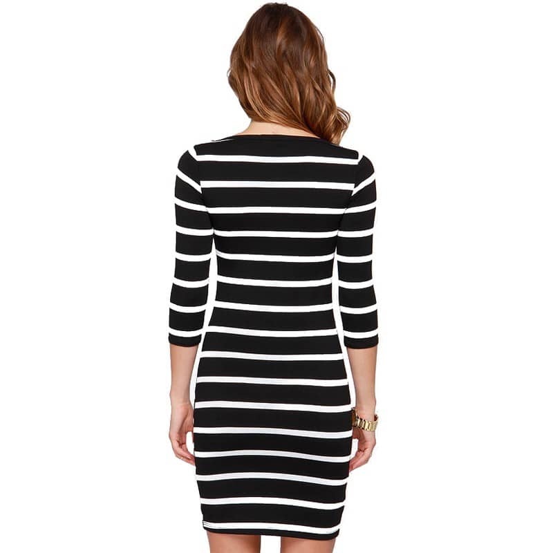 casual striped long sleeve dress, view 6 - MRSLM