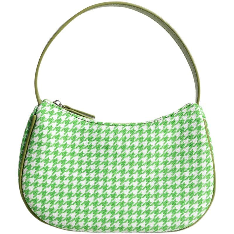 half-moon check canvas shoulder bag - MRSLM