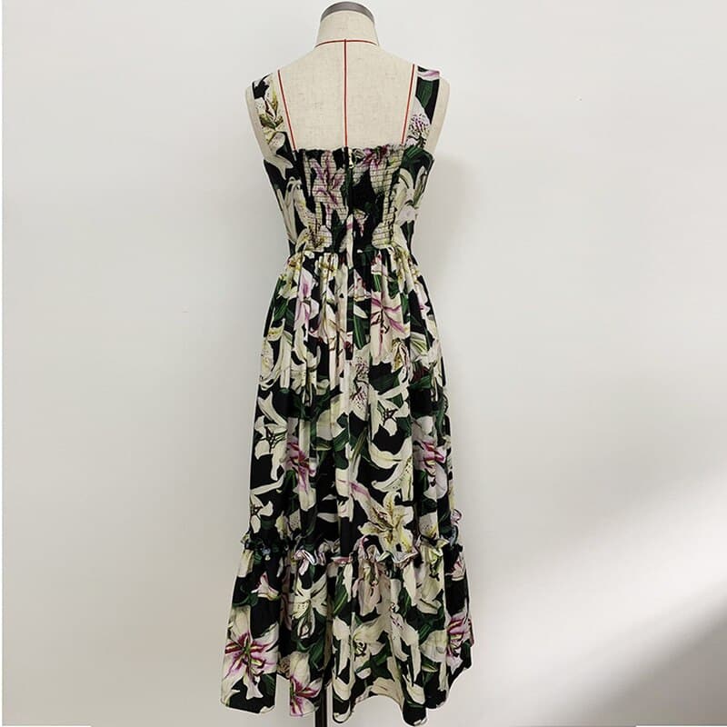 lily print lacing up dress, view 3 - MRSLM