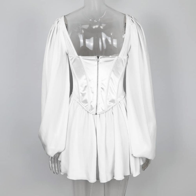 vintage lantern sleeve mini dress, view 7 - MRSLM