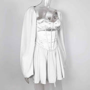 vintage lantern sleeve mini dress, view 6 - MRSLM