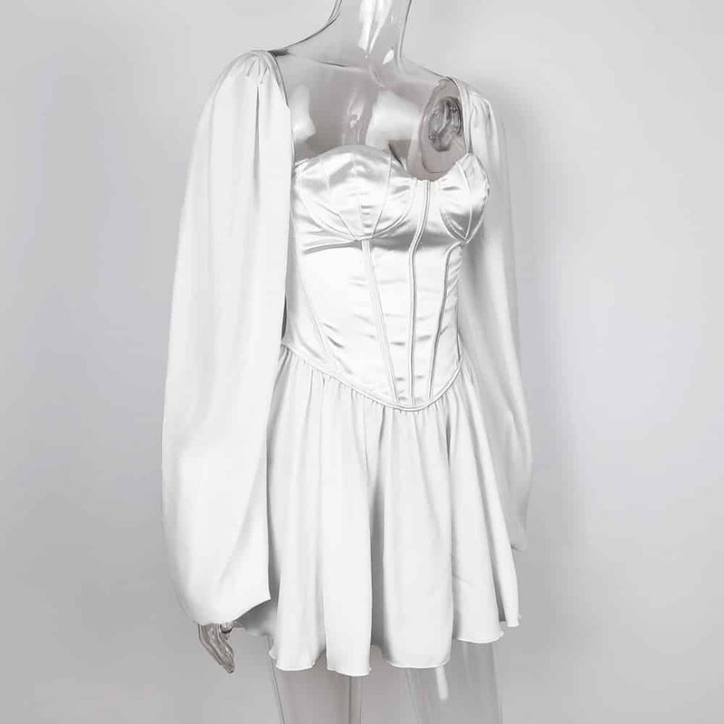 vintage lantern sleeve mini dress, view 6 - MRSLM