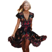 boho v-neck printed dress - MRSLM