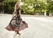 boho v-neck printed dress, view 4 - MRSLM