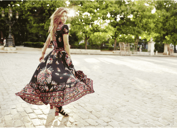 boho v-neck printed dress, view 4 - MRSLM