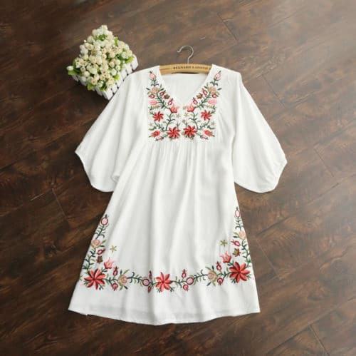 women's vintage embroidered mini dress, view 4 - MRSLM