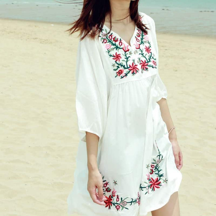 Women's Vintage Embroidered Mini Dress