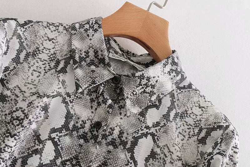retro snake pattern dress, view 4 - MRSLM