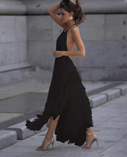 high waist asymmetrical dress, view 7 - MRSLM