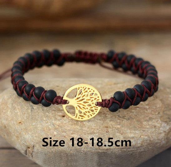 Natural stone bead woven friendship bracelet, view 12 - MRSLM