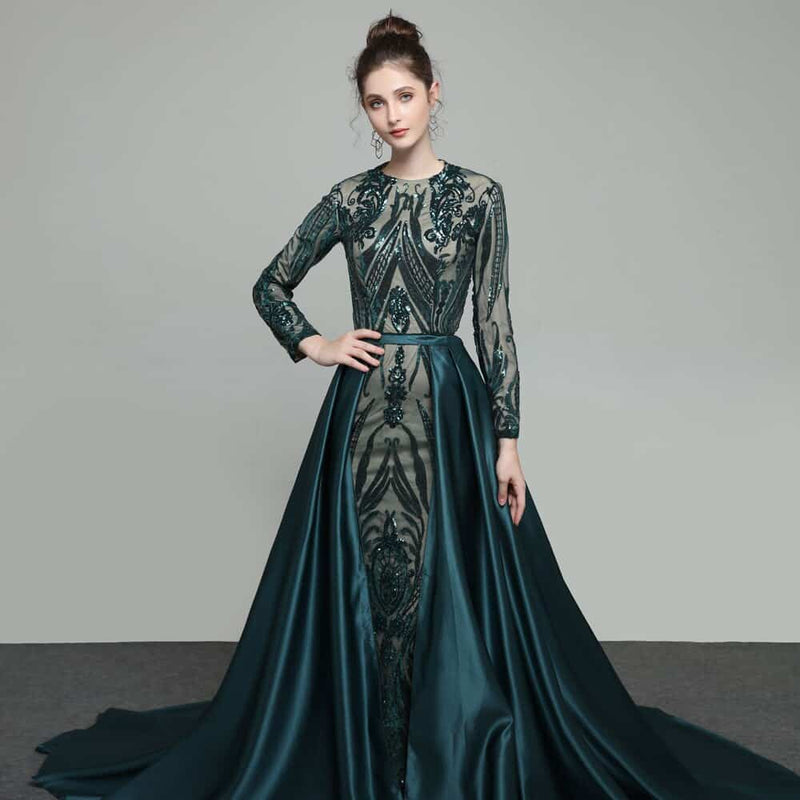 satin evening dress, view 7 - MRSLM