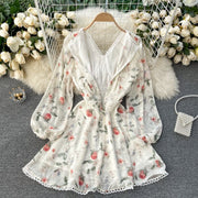 Women's floral printed mini dress with buttons, view 3 - MRSLM