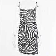 Zebra print spaghetti strap dress, view 2 - MRSLM