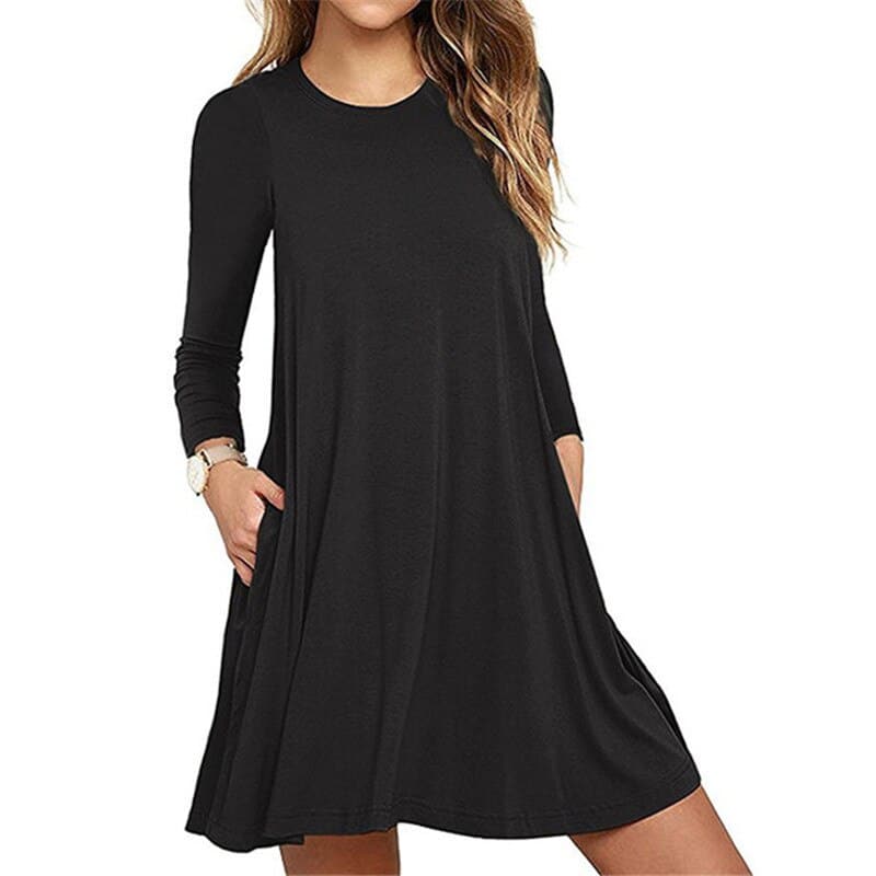 Casual long sleeved a-line dress, view 9 - MRSLM
