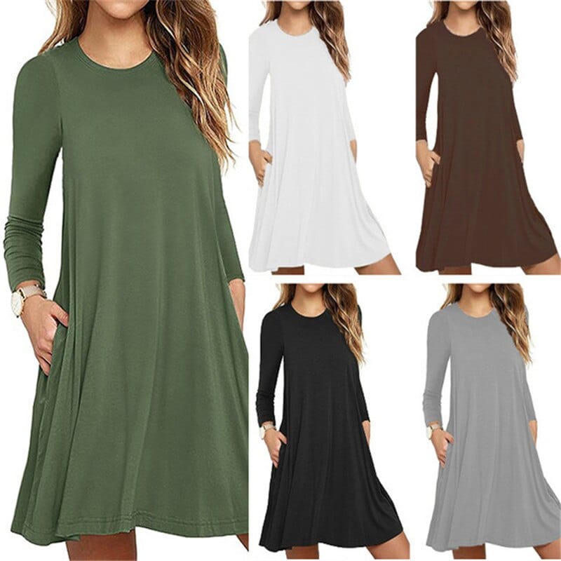 Casual long sleeved a-line dress - MRSLM