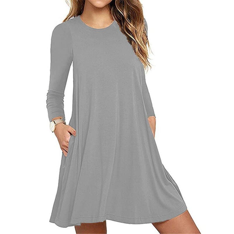 Casual long sleeved a-line dress, view 3 - MRSLM