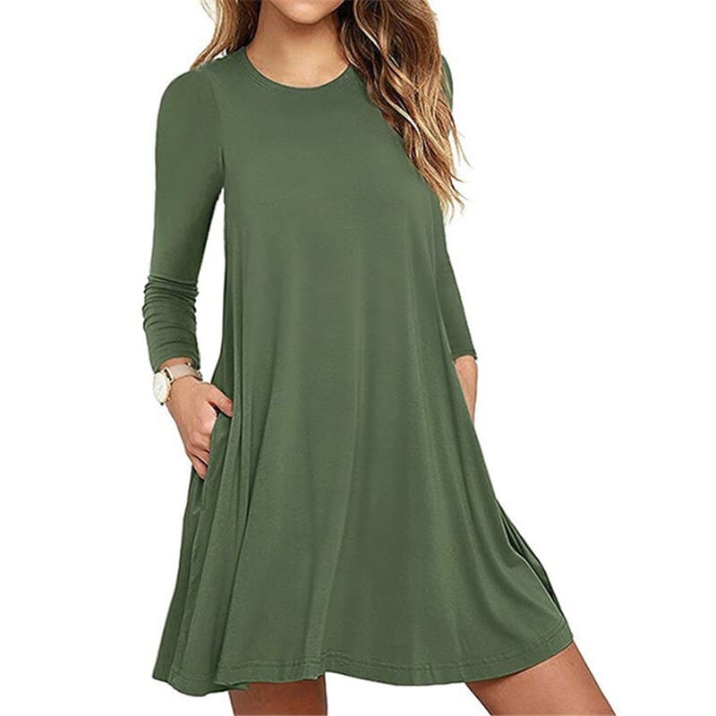 Casual long sleeved a-line dress, view 4 - MRSLM