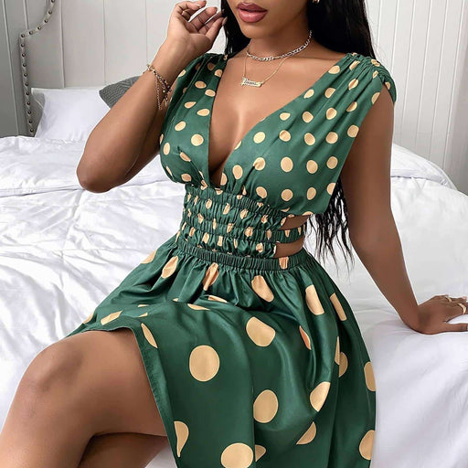 V-neck sleeveless printed dress - MRSLM