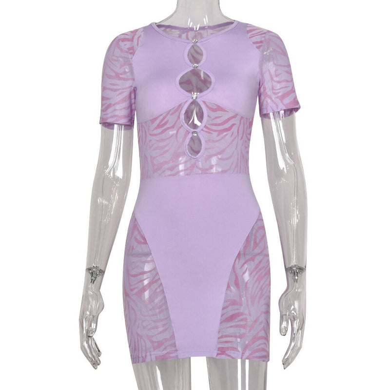 hollow out mini dress, view 2 - MRSLM