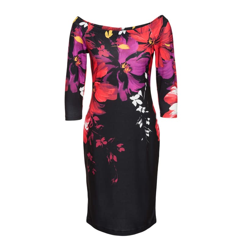 women's floral printed half sleeved dress, view 5 - MRSLM