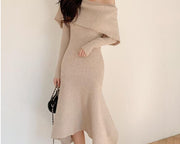 slash neck knitting dress, view 5 - MRSLM