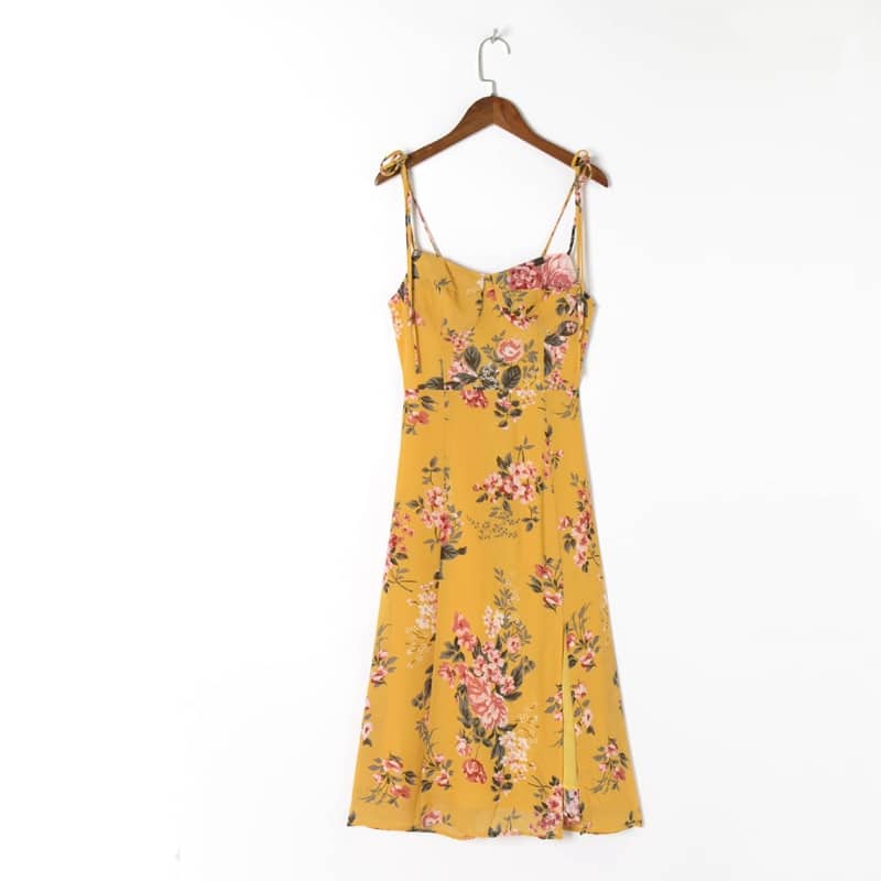Women's slim fit split sling dress, view 2 - MRSLM