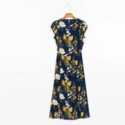 summer floral printed round neck dress for women, view 2 - MRSLM