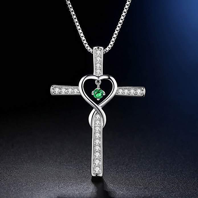 gold-plated zircon pendant necklace, view 3 - MRSLM