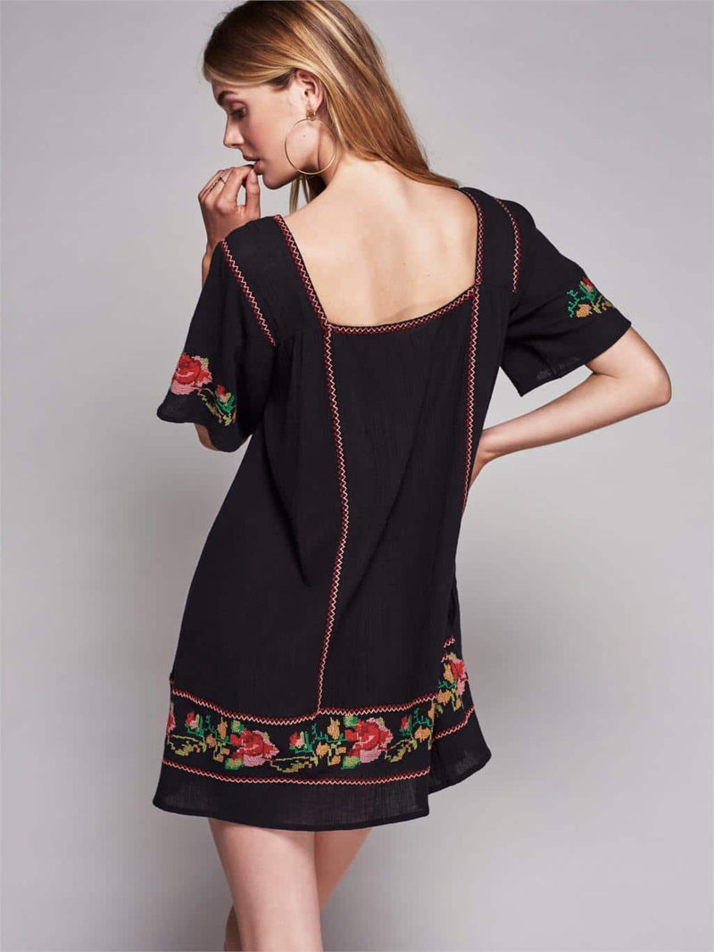 embroidery mini dress, view 5 - MRSLM