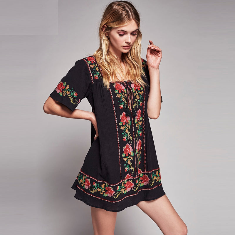 embroidery mini dress, view 2 - MRSLM