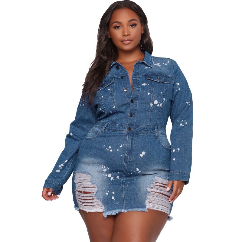 Women's denim jacket-dress, view 2 - MRSLM