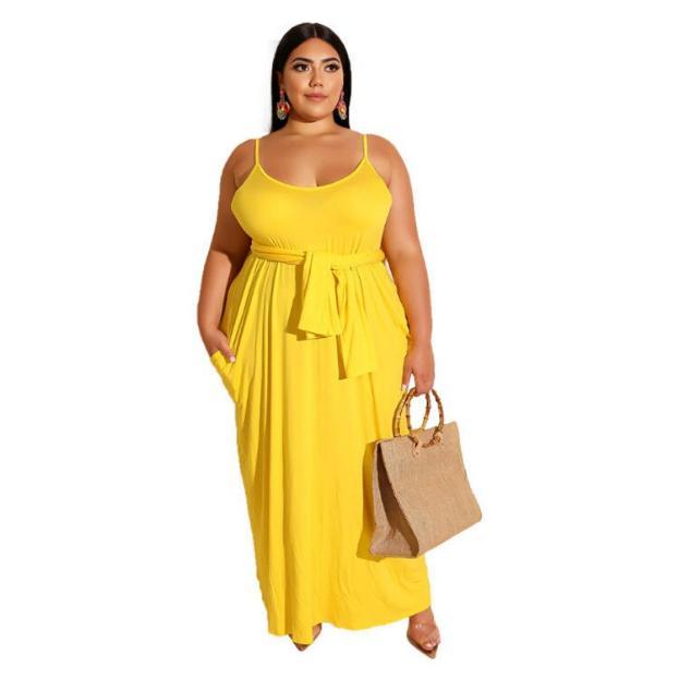 Solid color casual maxi dress - MRSLM