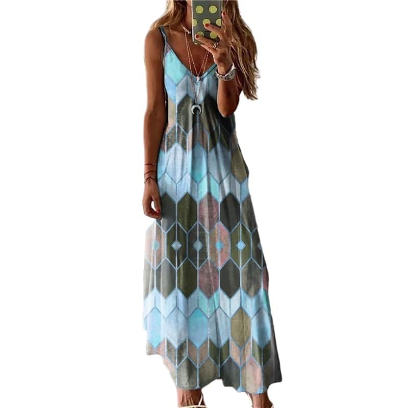 women's printed casual long dress - MRSLM