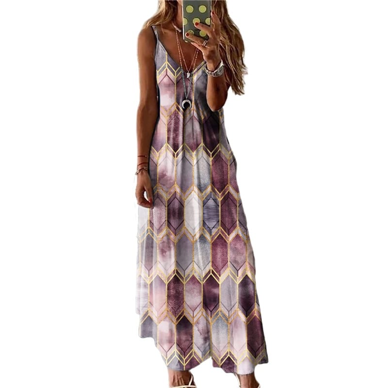 women's printed casual long dress, view 13 - MRSLM