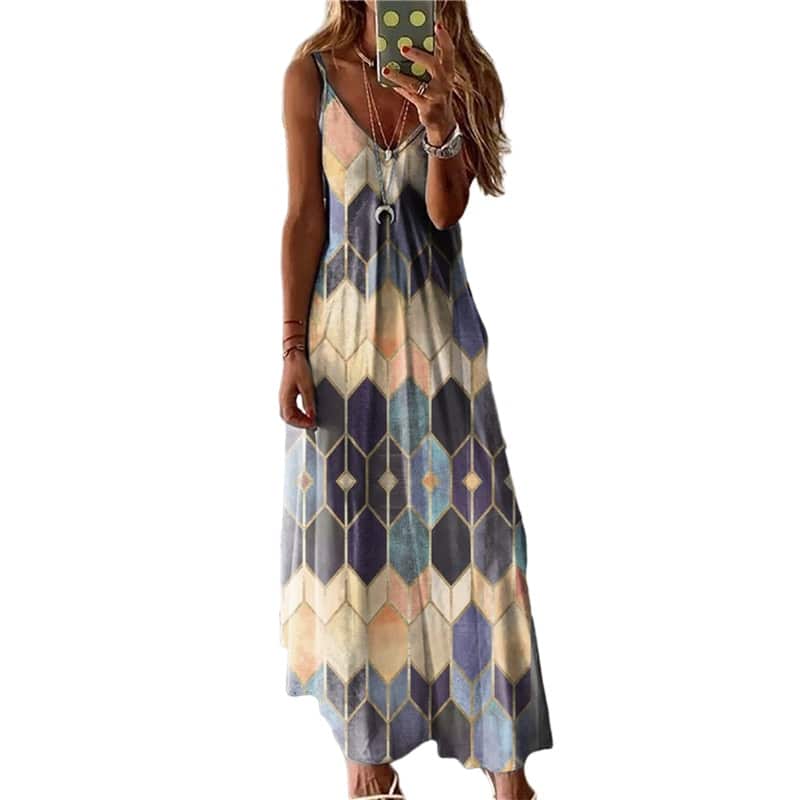 women's printed casual long dress, view 14 - MRSLM