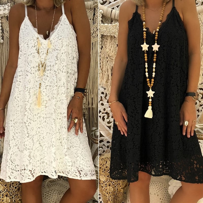 women's summer loose laced dress - MRSLM