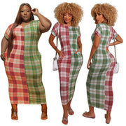 checkered maxi dress for women - MRSLM